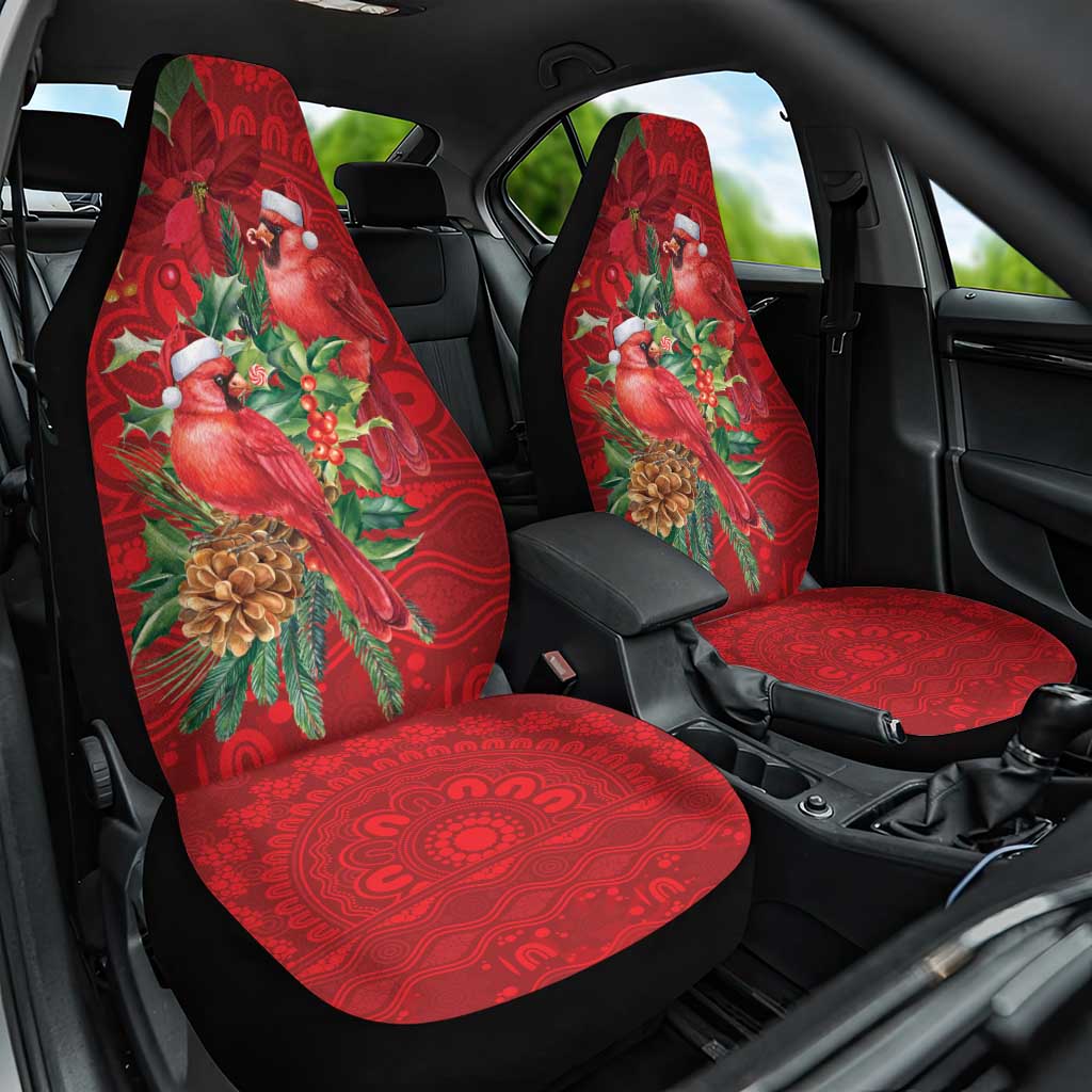 Aussie Red Cardinal Car Seat Cover Aboriginal Inspired Christmas - Aussie Hoodie