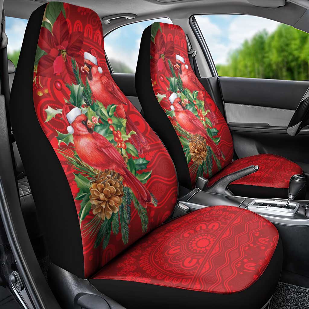 Aussie Red Cardinal Car Seat Cover Aboriginal Inspired Christmas - Aussie Hoodie
