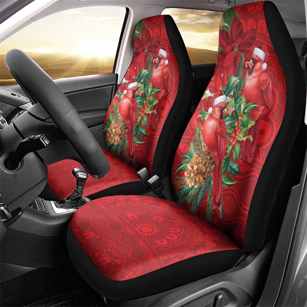 Aussie Red Cardinal Car Seat Cover Aboriginal Inspired Christmas - Aussie Hoodie