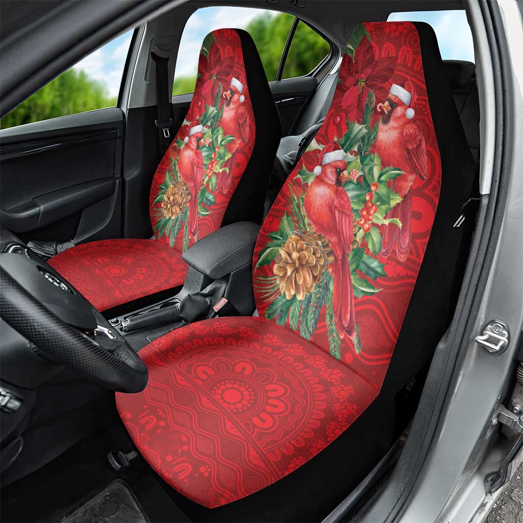 Aussie Red Cardinal Car Seat Cover Aboriginal Inspired Christmas - Aussie Hoodie