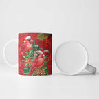 Aussie Red Cardinal Ceramic Mug Aboriginal Inspired Christmas - Aussie Hoodie