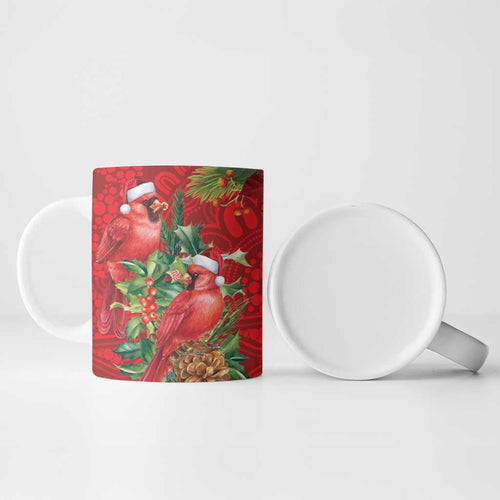 Aussie Red Cardinal Ceramic Mug Aboriginal Inspired Christmas - Aussie Hoodie