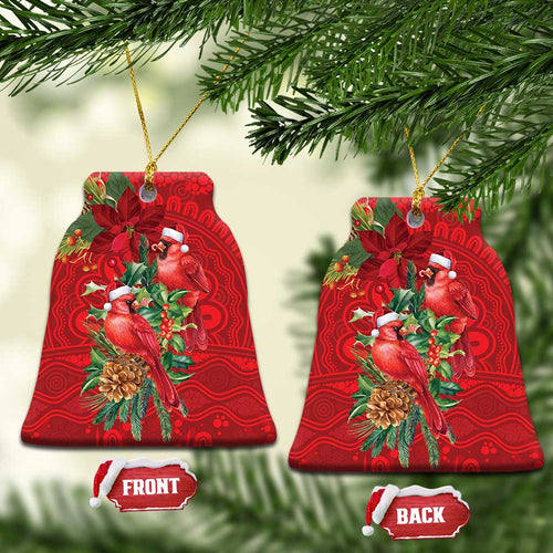 Aussie Red Cardinal Ceramic Ornament Aboriginal Inspired Christmas - Aussie Hoodie