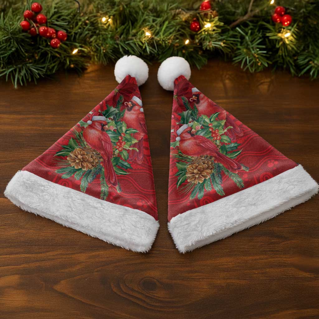 Aussie Red Cardinal Christmas Santa Hat Aboriginal Inspired Christmas - Aussie Hoodie