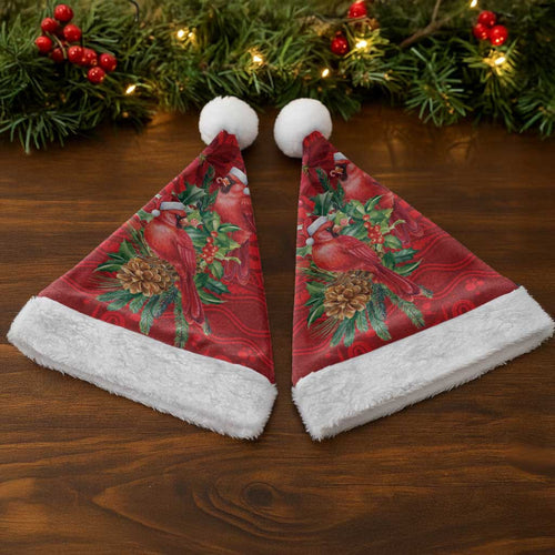 Aussie Red Cardinal Christmas Santa Hat Aboriginal Inspired Christmas - Aussie Hoodie