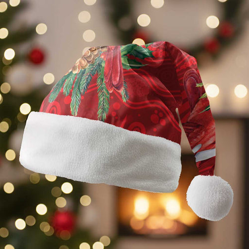 Aussie Red Cardinal Christmas Santa Hat Aboriginal Inspired Christmas - Aussie Hoodie