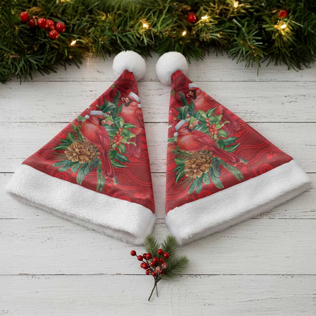 Aussie Red Cardinal Christmas Santa Hat Aboriginal Inspired Christmas - Aussie Hoodie