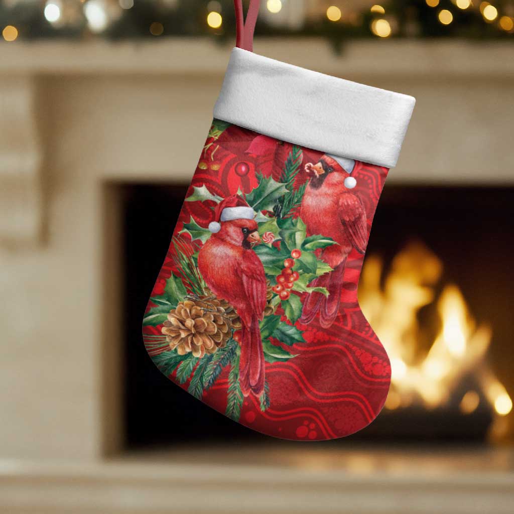 Aussie Red Cardinal Christmas Stocking Aboriginal Inspired Christmas - Aussie Hoodie