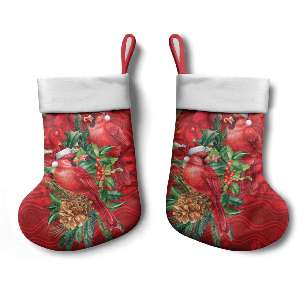 Aussie Red Cardinal Christmas Stocking Aboriginal Inspired Christmas - Aussie Hoodie
