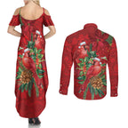 Aussie Red Cardinal Couples Matching Summer Maxi Dress and Long Sleeve Button Shirt Aboriginal Inspired Christmas - Aussie Hoodie