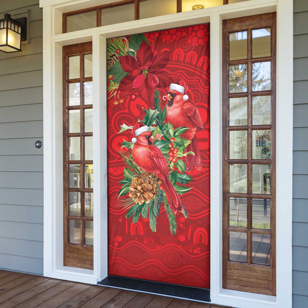 Aussie Red Cardinal Door Cover Aboriginal Inspired Christmas - Aussie Hoodie