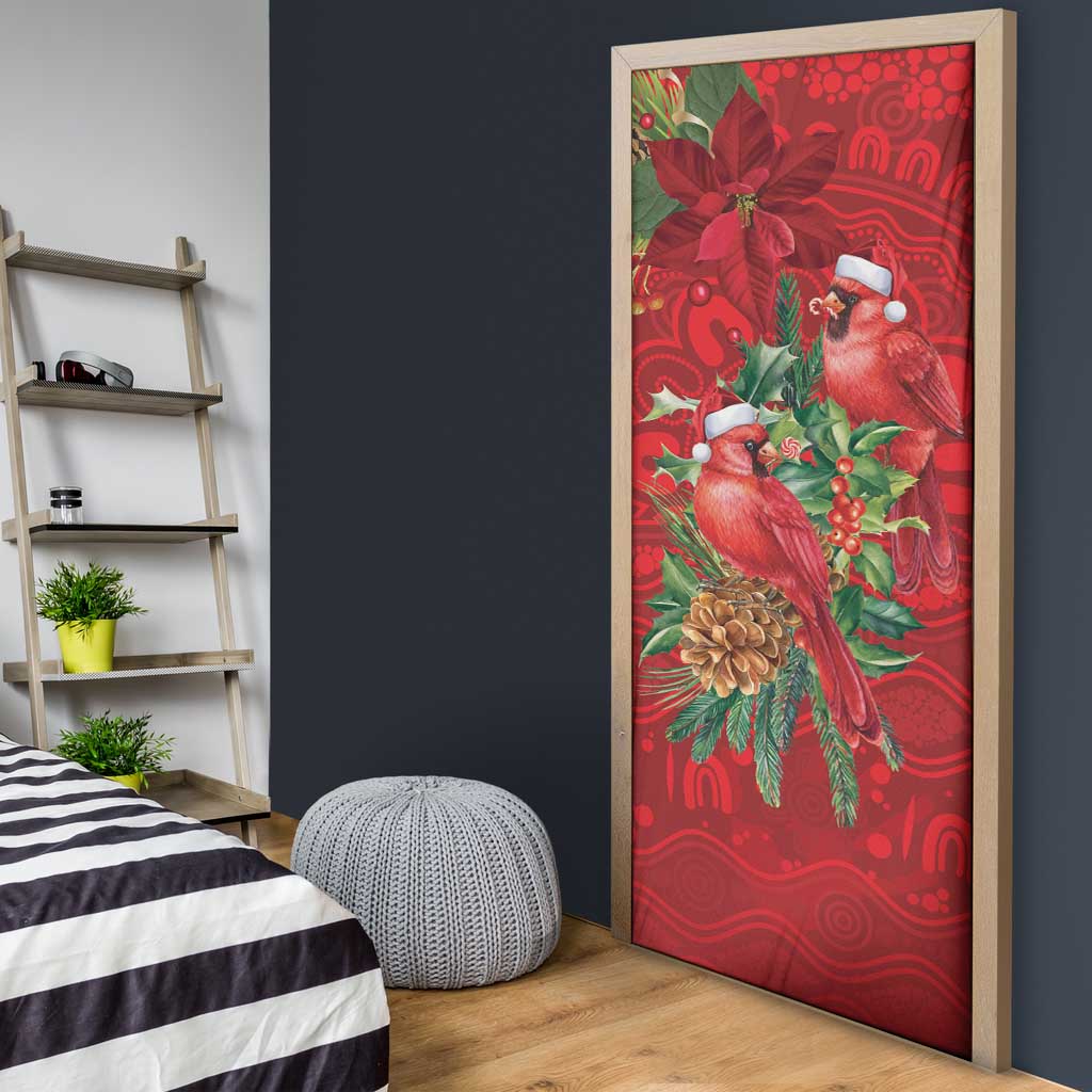 Aussie Red Cardinal Door Cover Aboriginal Inspired Christmas - Aussie Hoodie