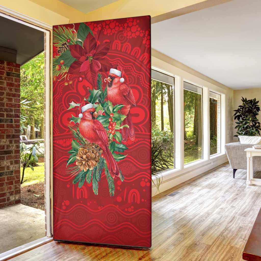 Aussie Red Cardinal Door Cover Aboriginal Inspired Christmas - Aussie Hoodie