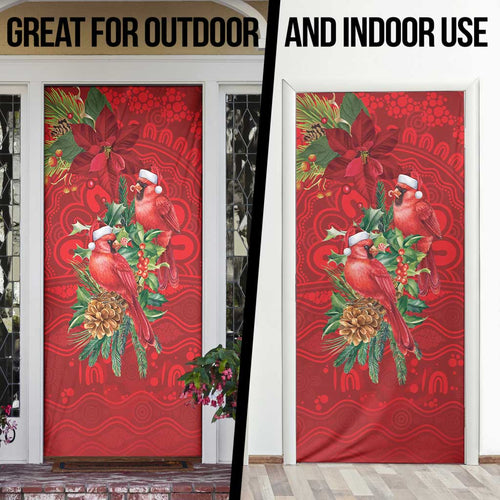 Aussie Red Cardinal Door Cover Aboriginal Inspired Christmas - Aussie Hoodie