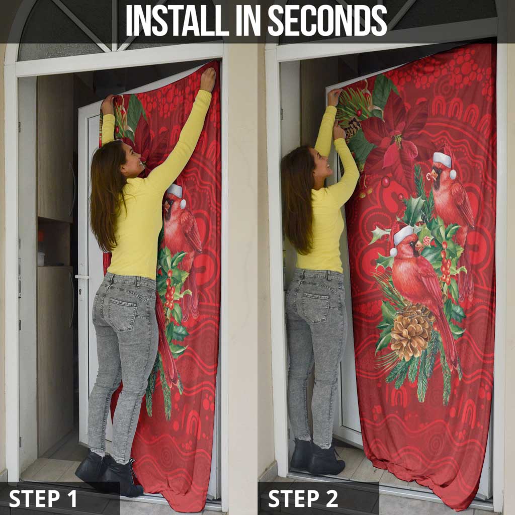 Aussie Red Cardinal Door Cover Aboriginal Inspired Christmas - Aussie Hoodie