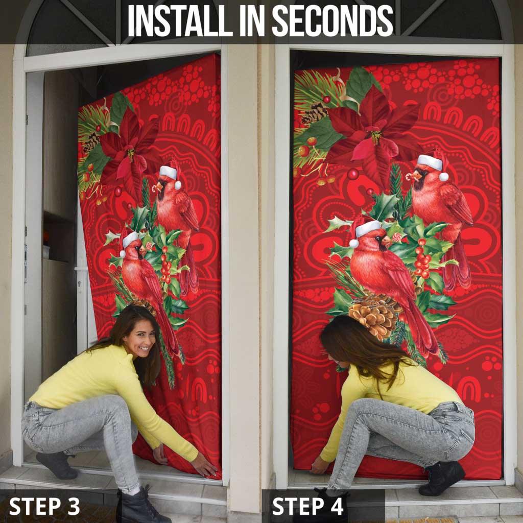 Aussie Red Cardinal Door Cover Aboriginal Inspired Christmas - Aussie Hoodie