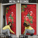 Aussie Red Cardinal Door Cover Aboriginal Inspired Christmas - Aussie Hoodie