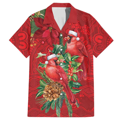 Aussie Red Cardinal Family Matching Long Sleeve Bodycon Dress and Hawaiian Shirt Aboriginal Inspired Christmas - Aussie Hoodie