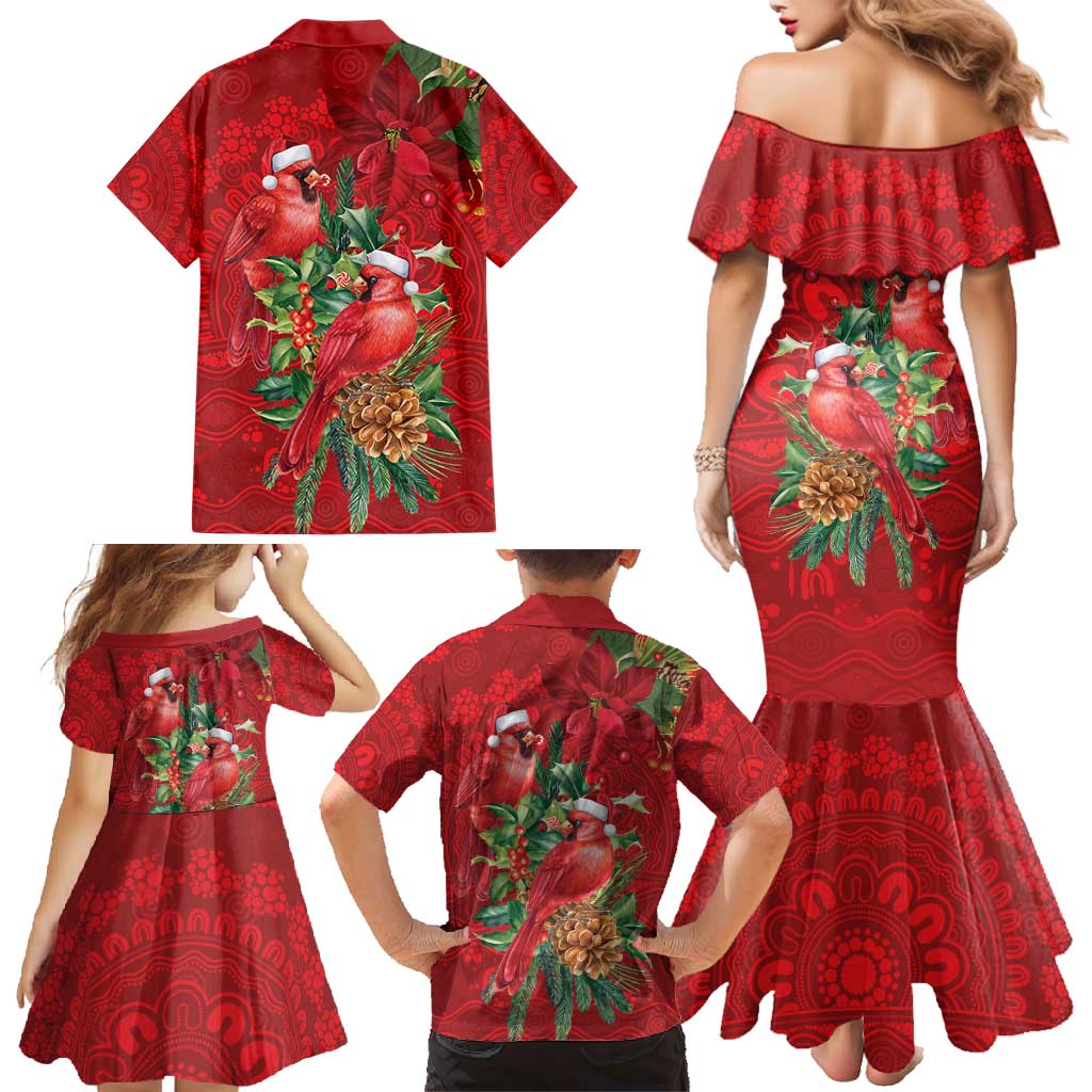 Aussie Red Cardinal Family Matching Mermaid Dress and Hawaiian Shirt Aboriginal Inspired Christmas - Aussie Hoodie