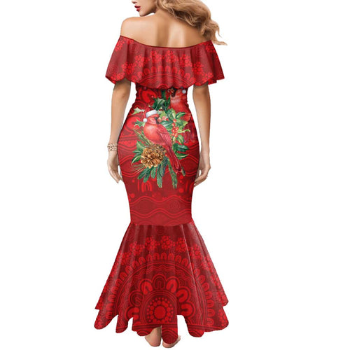 Aussie Red Cardinal Family Matching Mermaid Dress and Hawaiian Shirt Aboriginal Inspired Christmas - Aussie Hoodie