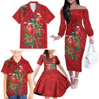 Aussie Red Cardinal Family Matching Off The Shoulder Long Sleeve Dress and Hawaiian Shirt Aboriginal Inspired Christmas - Aussie Hoodie