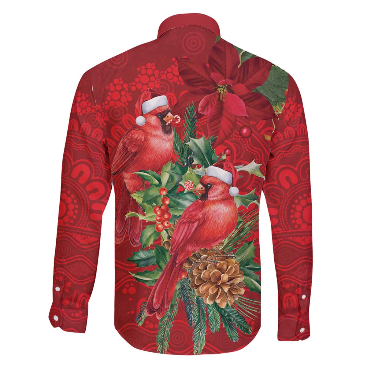 Aussie Red Cardinal Family Matching Off The Shoulder Long Sleeve Dress and Hawaiian Shirt Aboriginal Inspired Christmas - Aussie Hoodie