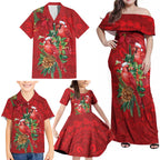 Aussie Red Cardinal Family Matching Off Shoulder Maxi Dress and Hawaiian Shirt Aboriginal Inspired Christmas - Aussie Hoodie