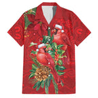 Aussie Red Cardinal Family Matching Off Shoulder Maxi Dress and Hawaiian Shirt Aboriginal Inspired Christmas - Aussie Hoodie