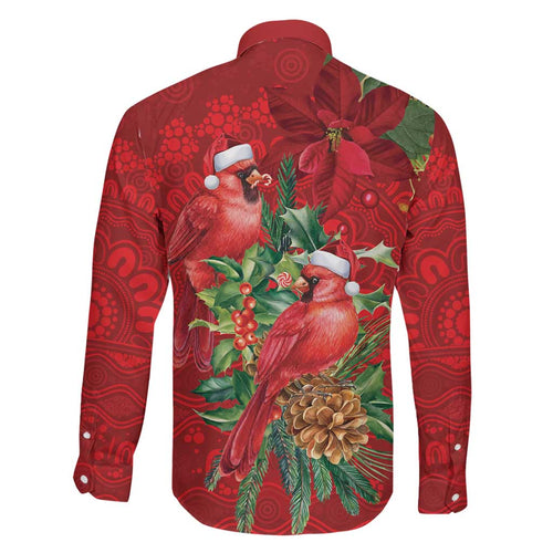 Aussie Red Cardinal Family Matching Off Shoulder Maxi Dress and Hawaiian Shirt Aboriginal Inspired Christmas - Aussie Hoodie