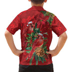 Aussie Red Cardinal Family Matching Off Shoulder Short Dress and Hawaiian Shirt Aboriginal Inspired Christmas - Aussie Hoodie