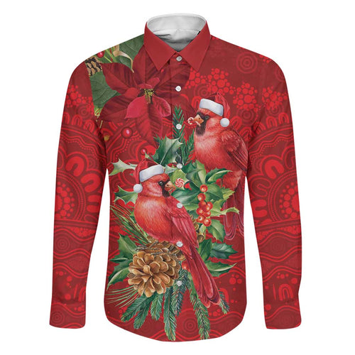 Aussie Red Cardinal Family Matching Off Shoulder Short Dress and Hawaiian Shirt Aboriginal Inspired Christmas - Aussie Hoodie