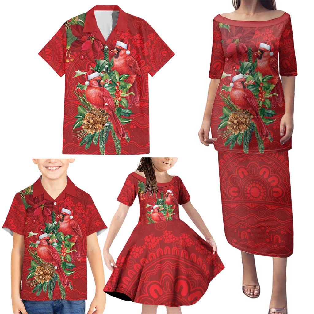 Aussie Red Cardinal Family Matching Puletasi and Hawaiian Shirt Aboriginal Inspired Christmas - Aussie Hoodie