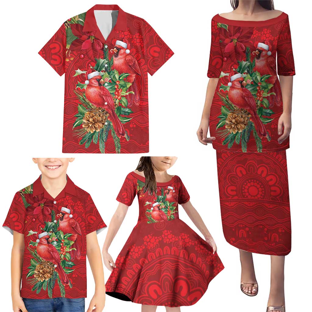 Aussie Red Cardinal Family Matching Puletasi and Hawaiian Shirt Aboriginal Inspired Christmas - Aussie Hoodie