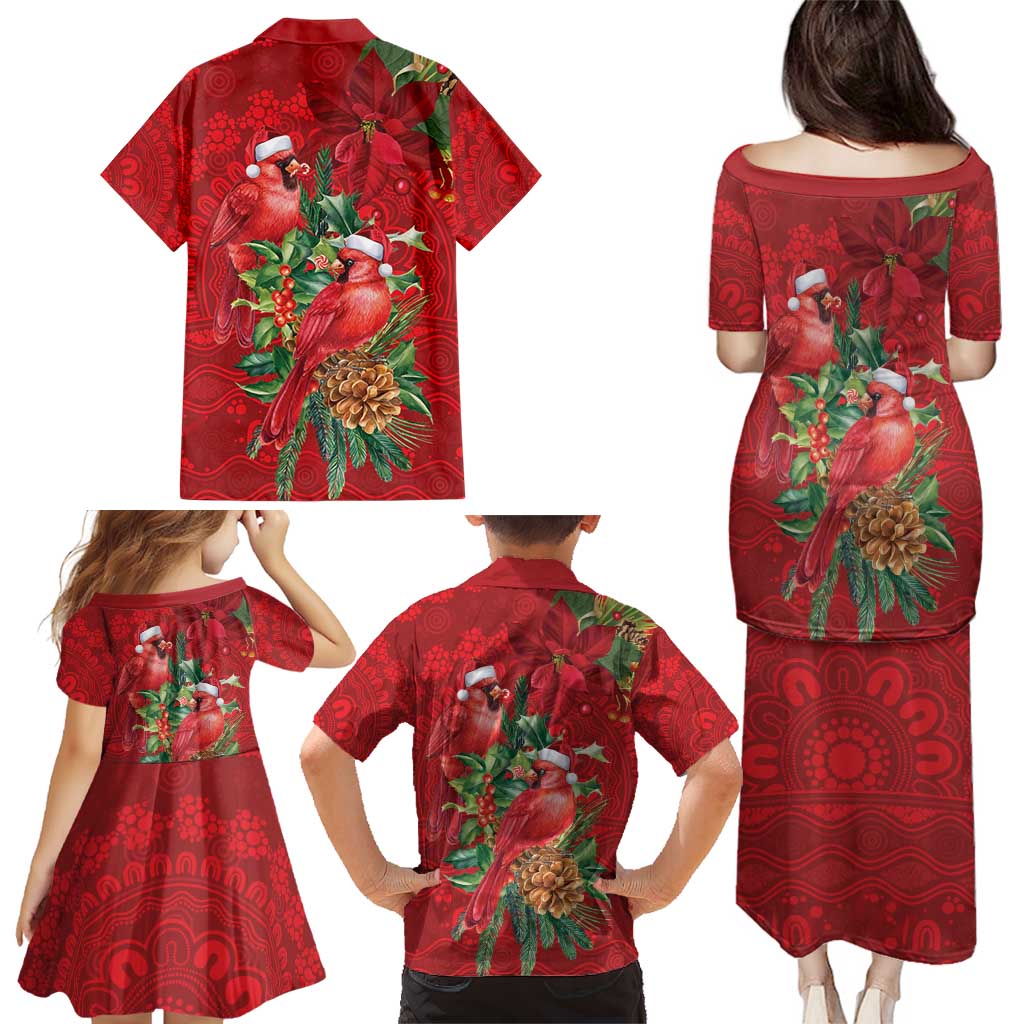 Aussie Red Cardinal Family Matching Puletasi and Hawaiian Shirt Aboriginal Inspired Christmas - Aussie Hoodie