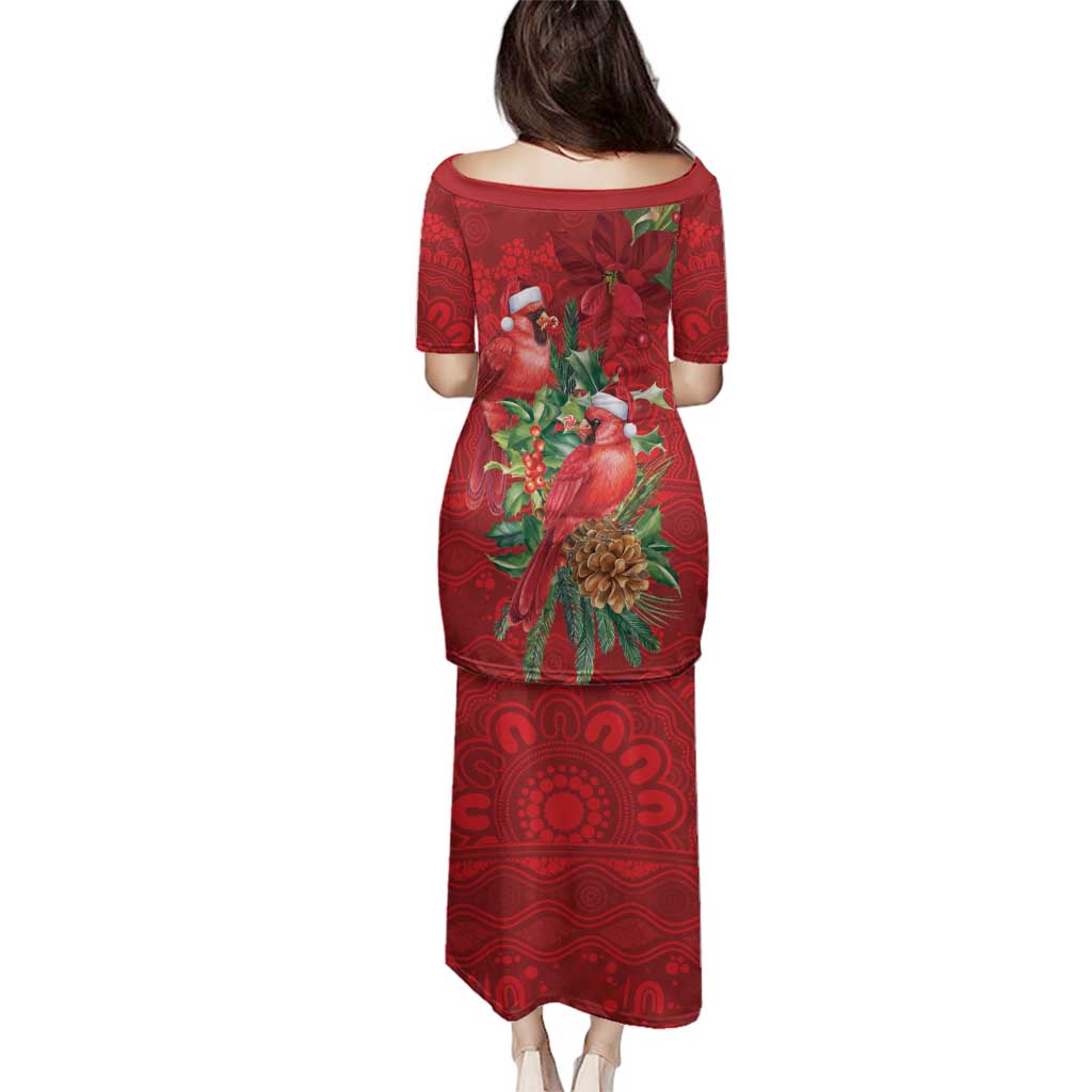 Aussie Red Cardinal Family Matching Puletasi and Hawaiian Shirt Aboriginal Inspired Christmas - Aussie Hoodie