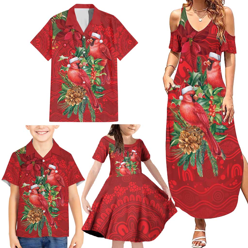 Aussie Red Cardinal Family Matching Summer Maxi Dress and Hawaiian Shirt Aboriginal Inspired Christmas - Aussie Hoodie