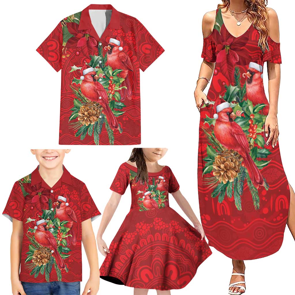 Aussie Red Cardinal Family Matching Summer Maxi Dress and Hawaiian Shirt Aboriginal Inspired Christmas - Aussie Hoodie