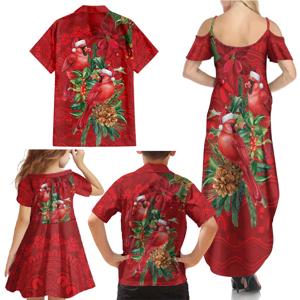 Aussie Red Cardinal Family Matching Summer Maxi Dress and Hawaiian Shirt Aboriginal Inspired Christmas - Aussie Hoodie