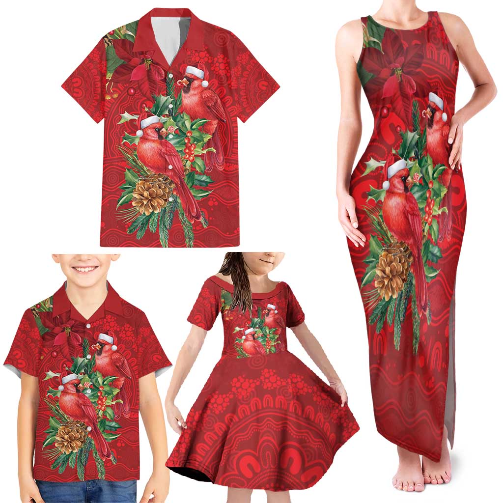 Aussie Red Cardinal Family Matching Tank Maxi Dress and Hawaiian Shirt Aboriginal Inspired Christmas - Aussie Hoodie