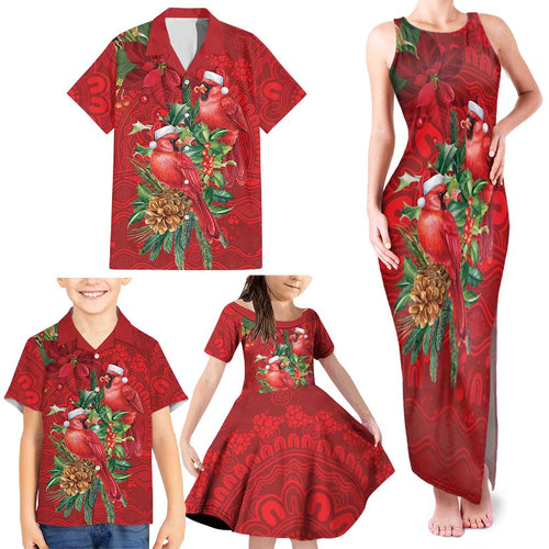 Aussie Red Cardinal Family Matching Tank Maxi Dress and Hawaiian Shirt Aboriginal Inspired Christmas - Aussie Hoodie