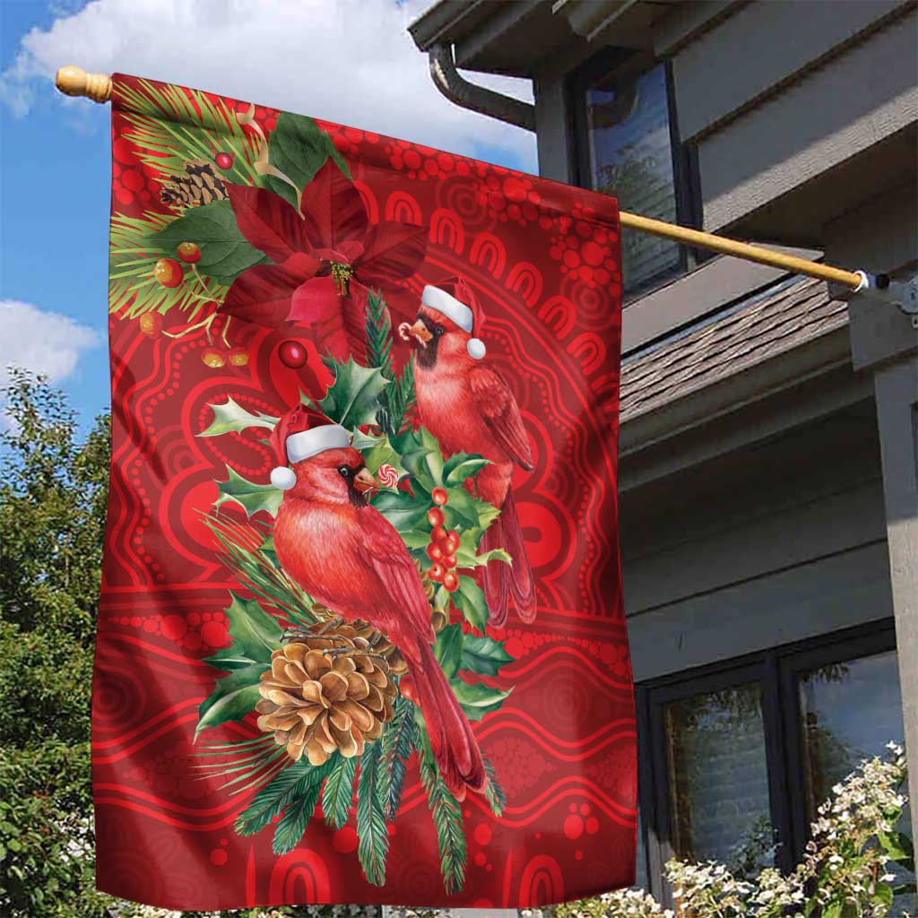 Aussie Red Cardinal Garden Flag Aboriginal Inspired Christmas - Aussie Hoodie