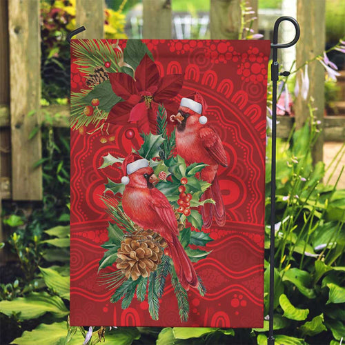 Aussie Red Cardinal Garden Flag Aboriginal Inspired Christmas - Aussie Hoodie