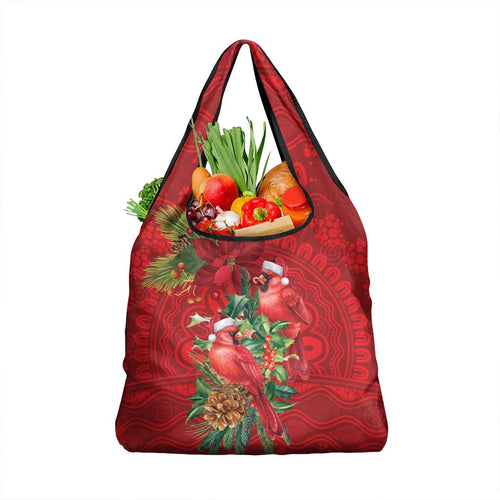 Aussie Red Cardinal Grocery Bag Aboriginal Inspired Christmas - Aussie Hoodie