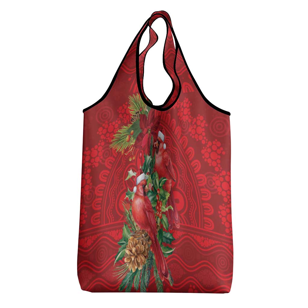 Aussie Red Cardinal Grocery Bag Aboriginal Inspired Christmas - Aussie Hoodie