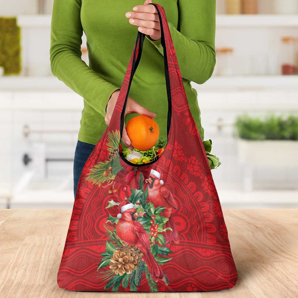 Aussie Red Cardinal Grocery Bag Aboriginal Inspired Christmas - Aussie Hoodie