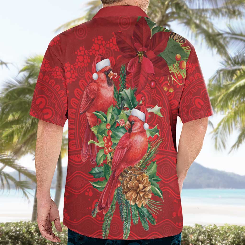 Aussie Red Cardinal Hawaiian Shirt Aboriginal Inspired Christmas - Aussie Hoodie