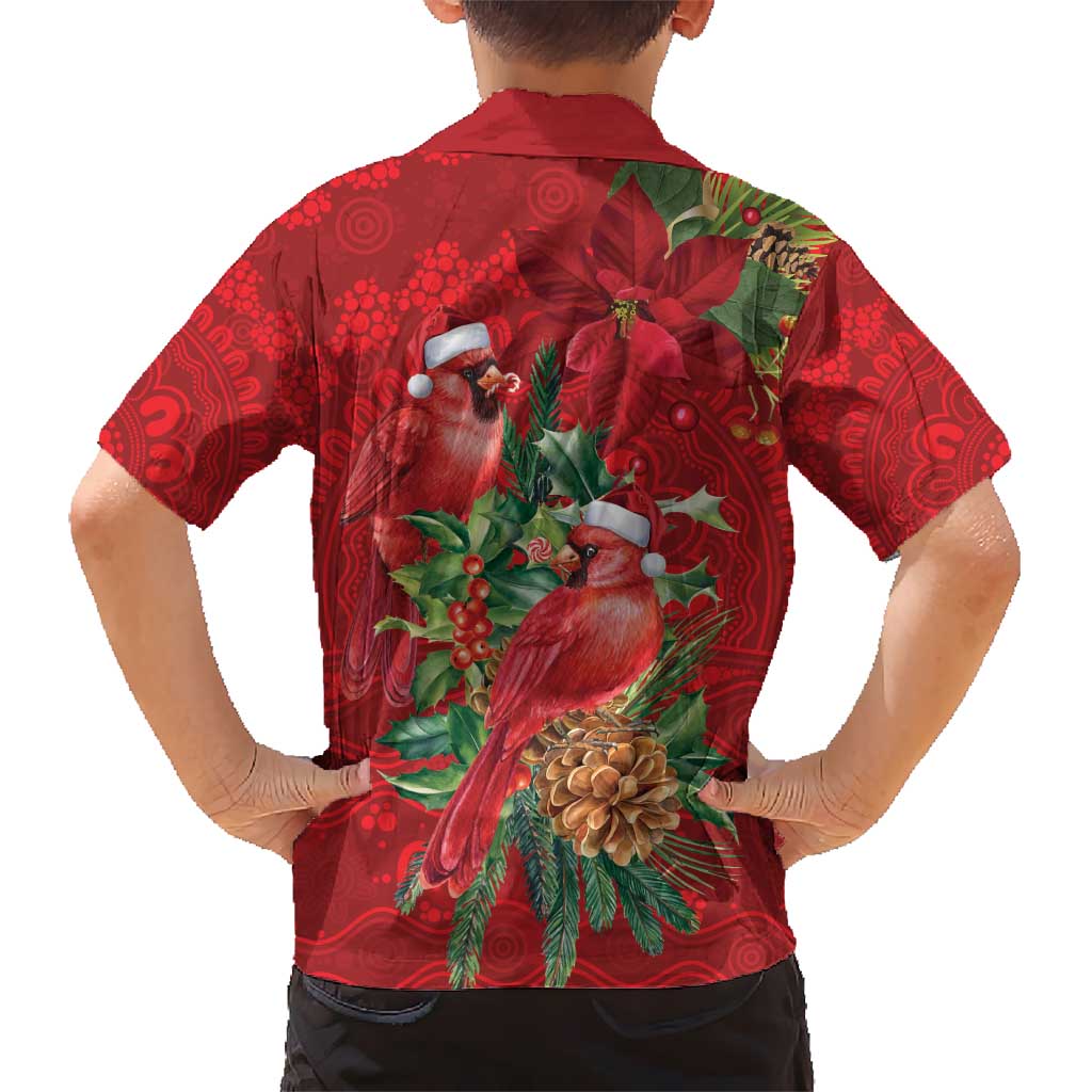 Aussie Red Cardinal Hawaiian Shirt Aboriginal Inspired Christmas - Aussie Hoodie