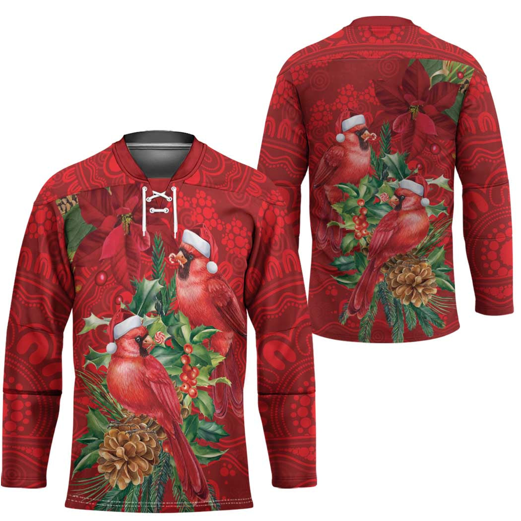 Aussie Red Cardinal Hockey Jersey Aboriginal Inspired Christmas - Aussie Hoodie