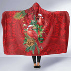 Aussie Red Cardinal Hooded Blanket Aboriginal Inspired Christmas - Aussie Hoodie