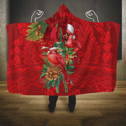 Aussie Red Cardinal Hooded Blanket Aboriginal Inspired Christmas - Aussie Hoodie